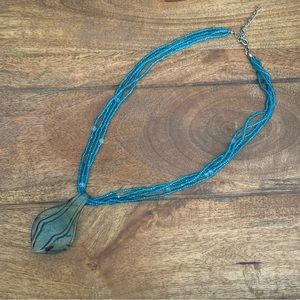 Handmade glass and bead necklace